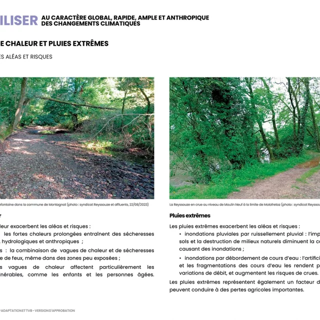 OAP Adaptation et TVB (extrait du chapitre SENSIBILISER) : vagues de chaleur et pluies extrêmes : exacerbation des aléas et risques